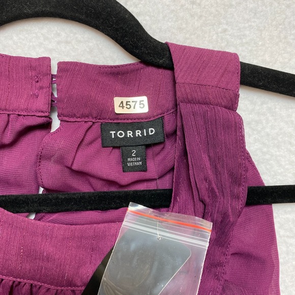 Torrid Top Womens 2X Purple Sleeveless Lurex Chiffon Halter Top $45 Blouse - Picture 6 of 10
